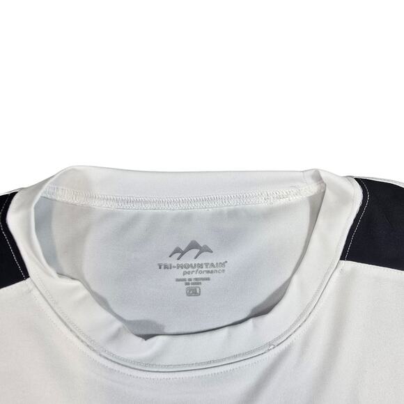 Tri-Mountain 2XL Mens Performance Tee White Black Quick Dry Athletic Gym Shirt - Picture 3 of 8